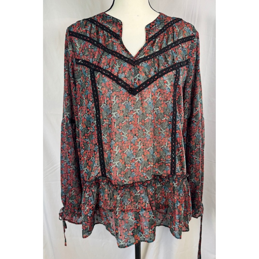Matilda Jane Red Floral "Choose your Own Way" Carol Top Blouse Womens L Red NEW